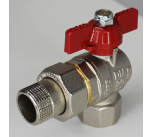 Кран шаровой ELSEN полнопроходной угловой 1/2 НВ ручка-бабочка с американкой EV12.5201