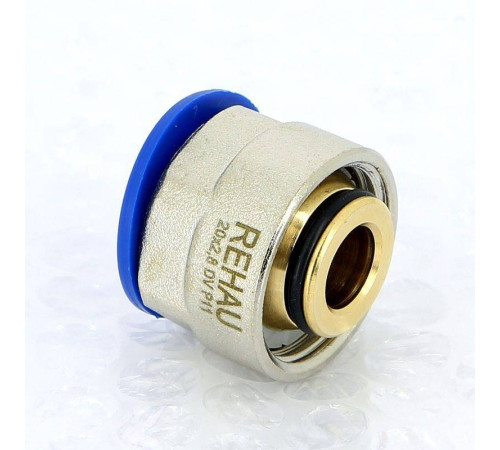 Соединитель обжимной REHAU RAUTITAN flex/pink 20x2.8 мм - 3/4 EK никелированный 266362