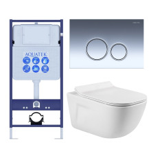 Комплект инсталляции с унитазом AQUATEK ДИВА-018 4в1 (рама INS-0000012, клавиша KDI-0000018, унитаз AQ2012-00) ДИВА-018 4в1