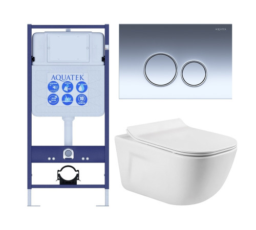 Комплект инсталляции с унитазом AQUATEK ДИВА-018 4в1 (рама INS-0000012, клавиша KDI-0000018, унитаз AQ2012-00) ДИВА-018 4в1