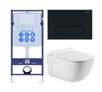 Комплект инсталляции с унитазом AQUATEK ДИВА-017 4в1 (рама INS-0000012, клавиша KDI-0000017, унитаз AQ2012-00) ДИВА-017 4в1