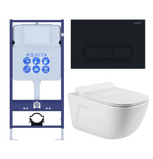 Комплект инсталляции с унитазом AQUATEK ДИВА-017 4в1 (рама INS-0000012, клавиша KDI-0000017, унитаз AQ2012-00) ДИВА-017 4в1