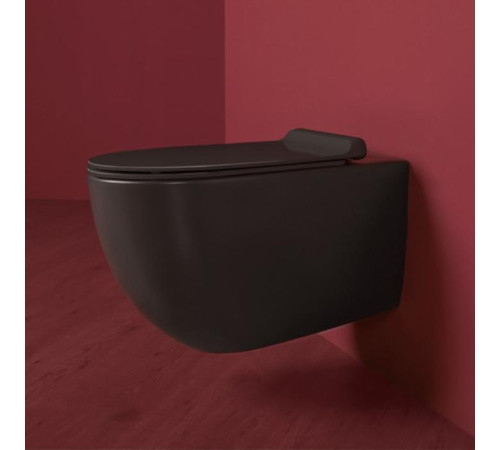 Унитаз подвесной Simas Vignoni 56х36.5 см безободковый Rimless черный глянцевый VI18nero bril