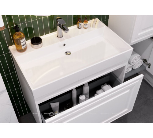 Тумба под раковину Aquanet Агата 75 1 ящик белый сатин 00345481