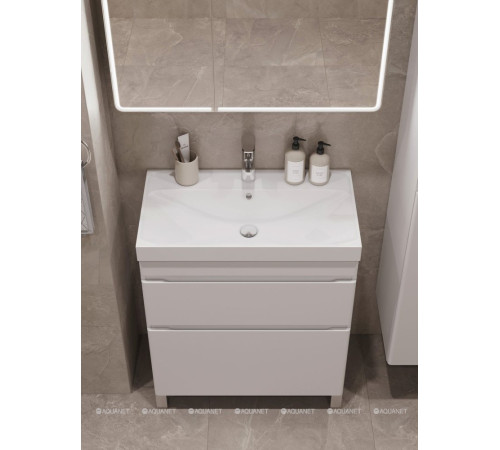 Тумба под раковину напольная Aquanet Слим 60 2 ящика белый сатин 00346042