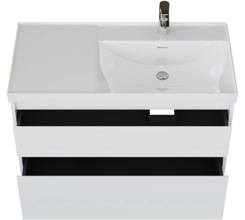 Тумба с раковиной Aquanet Nova Lite 2.0 100 R 2 ящика белый глянец 00365912