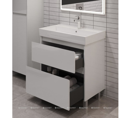 Тумба под раковину Aquanet Nova Lite 2.0 60 напольная белый глянец 00346336
