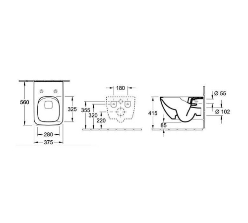 Унитаз подвесной Villeroy & Boch Venticello безободковый с сиденьем SlimSeat микролифт CeramicPlus 4611RSR1