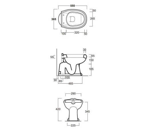 Унитаз напольный SIMAS Arcade 36.5х55 см выпуск в пол белый AR801bi