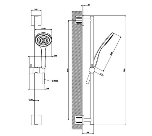 Душевой гарнитур Gessi Emporio с держателем и ручным душем Black XL 47314#299