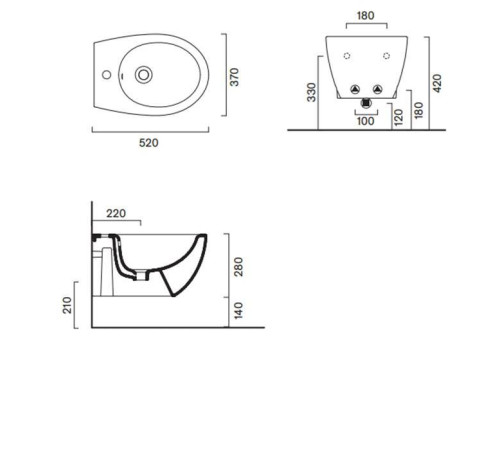 Биде подвесное Catalano Italy 52х37 см с 1 отверстием 0718521001
