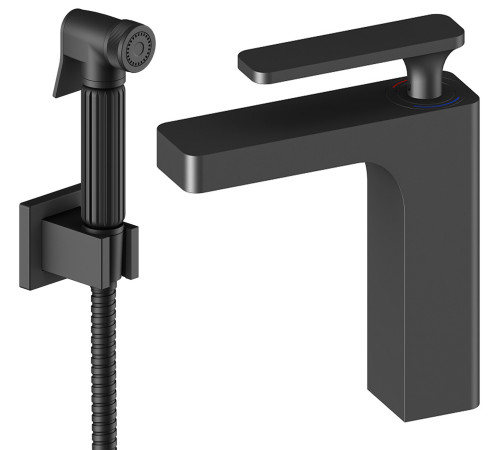 Смеситель для раковины Timo Torne 111 мм с гигиеническим душем черный 4360/03G