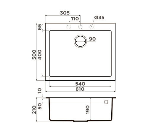 Кухонная мойка Omoikiri Bosen 61-BL Tetogranit 61 x 50 см черный 4991209