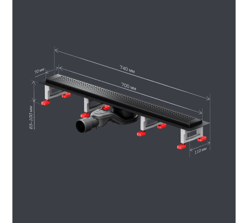Трап для душа линейный AM.PM Masterflow Cut Gradient 70 см W01SC-P11-070-01BM
