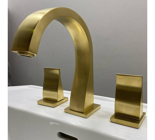 Смеситель для раковины THG Pure на 3 отверстия с донным клапаном Matt gold G04-F07-151