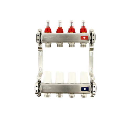 Коллекторная группа STOUT 1 x 6 выходов 3/4 EK с расходомерами из нержавеющей стали 506265