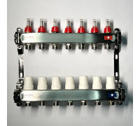 Коллекторная группа STOUT 1 x 7 выходов 3/4 EK с расходомерами из нержавеющей стали 506267