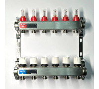 Коллекторная группа WATTS HKV 1 x 6 выходов 3/4 EK с расходомерами из нержавеющей стали 450W4306