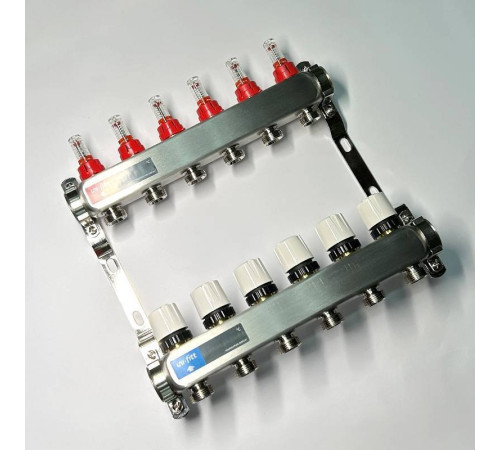 Коллекторная группа WATTS HKV 1 x 6 выходов 3/4 EK с расходомерами из нержавеющей стали 450W4306