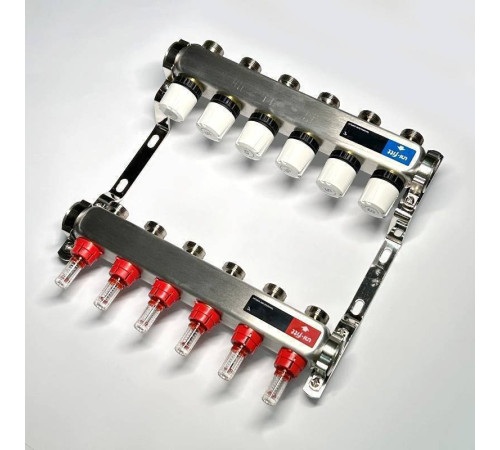 Коллекторная группа WATTS HKV 1 x 6 выходов 3/4 EK с расходомерами из нержавеющей стали 450W4306