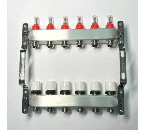 Коллекторная группа WATTS HKV 1 x 6 выходов 3/4 EK с расходомерами из нержавеющей стали 450W4306
