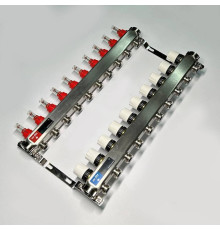 Коллекторная группа STOUT 1 x 10 выходов 3/4 с расходомерами и термостатическими вентилями без концевых групп нержавеющая сталь 450W4310