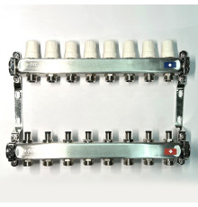 Коллекторная группа STOUT 1 x 8 выходов 3/4 EK с балансировочными клапанами из нержавеющей стали 506268