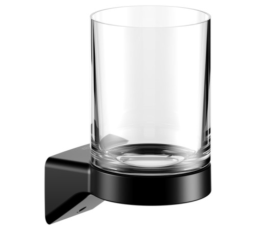 Держатель стакана KEUCO AVENO со стаканом из хрусталя с клеевым комплектом черный матовый 14650379000