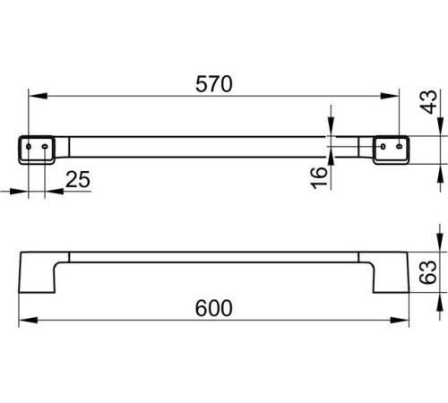 Полотенцедержатель KEUCO AVENO 600 мм хром с клеевым комплектом 14601 010600