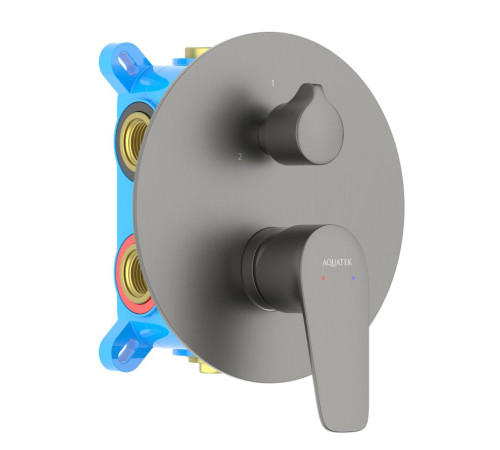 Смеситель для ванны Aquanet Бетта скрытого монтажа 3 режима оружейная сталь AQ1147BGM