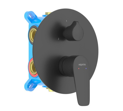 Смеситель для ванны Aquanet Бетта скрытого монтажа 3 режима матовый черный AQ1147MB