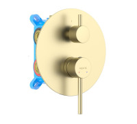 Смеситель для ванны встраиваемый Aquanet Европа 2 режима внешняя и скрытая часть шлифованное золото AQ1346BG