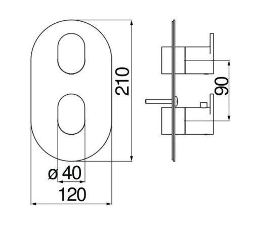 Смеситель для ванны термостатический UP внешняя часть хром UP94102CR