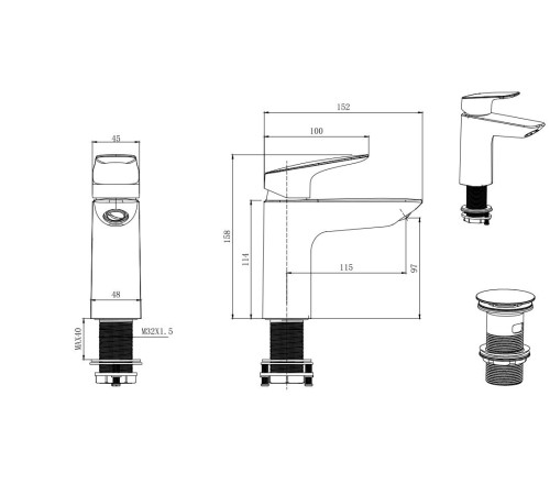 Смеситель для раковины Aquanet Вега с донным клапаном хром AQ1011CR