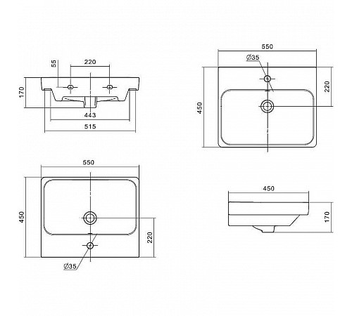 Комплект AQUATON Сканди 55 тумба Белый / Дуб Рустикальный, раковина Адриана 55 1A2517K0SDZ90
