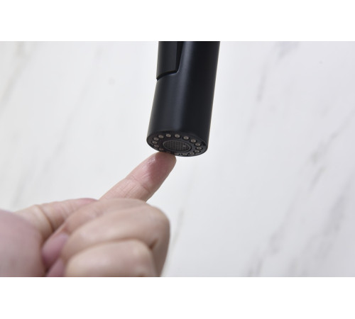 Смеситель для кухни Aquanet Европа с вытяжным изливом 2 jet матовый черный AQ1384MB