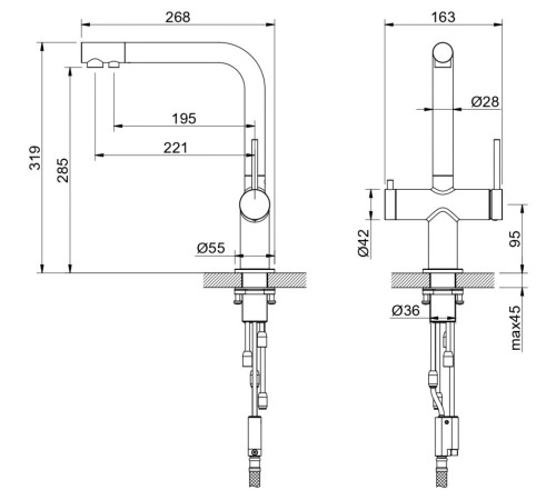 Смеситель для кухни Aquanet Европа под фильтр шлифованное золото AQ1385BG