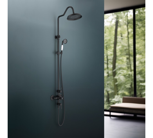 Душевая система Aquanet Классик AQ2563MB термостатическая со смесителем для душа 220 мм матовый черный AQ2563MB