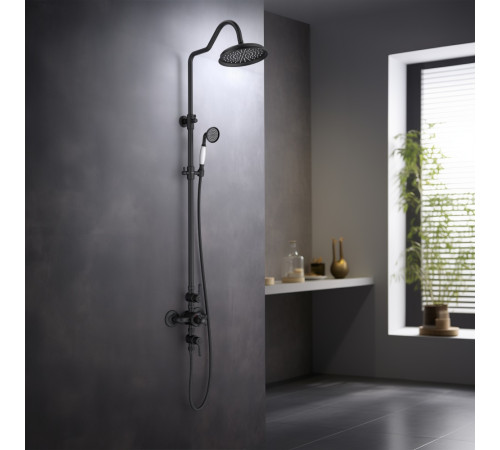 Душевая система Aquanet Классик AQ2563MB термостатическая со смесителем для душа 220 мм матовый черный AQ2563MB