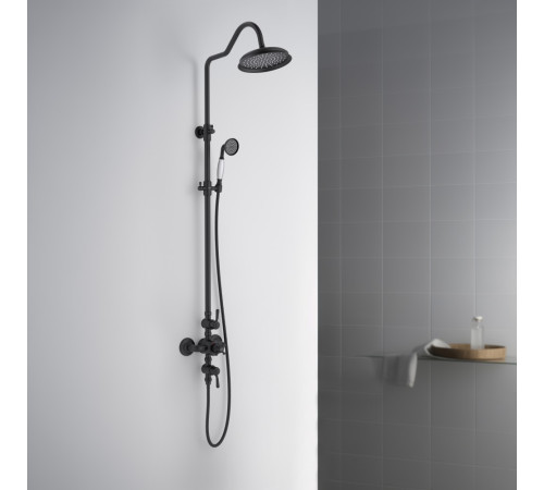 Душевая система Aquanet Классик AQ2563MB термостатическая со смесителем для душа 220 мм матовый черный AQ2563MB