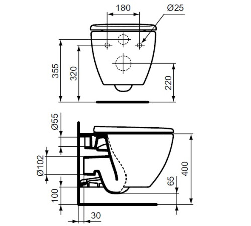 Комплект унитаз Ideal Standard Tesi T007901 и сиденье T352701 ST007901