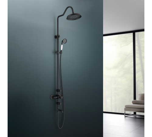 Душевая система Aquanet Классик AQ2543MB термостатическая с изливом 220 мм матовый черный AQ2543MB