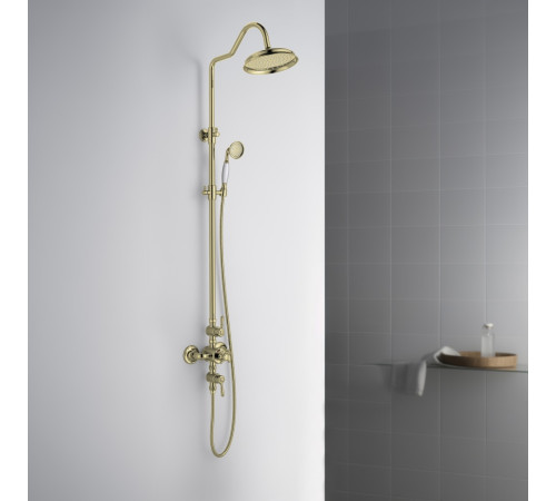 Душевая система Aquanet Классик AQ2563PG термостатическая со смесителем для душа 220 мм полированное золото AQ2563PG