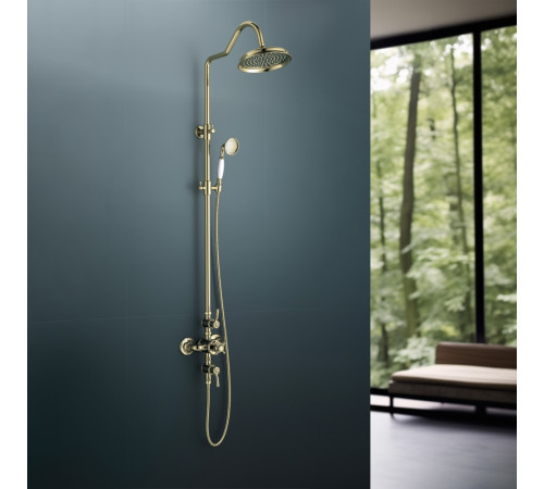 Душевая система Aquanet Классик AQ2563PG термостатическая со смесителем для душа 220 мм полированное золото AQ2563PG