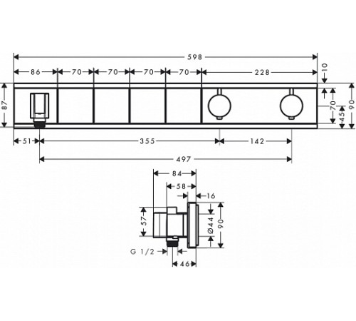 Комплект термостатического смесителя для душа Hansgrohe RainSelect 15357000/15312180 15357000S