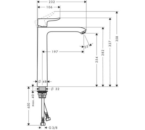 Смеситель для раковины hansgrohe Metris 260 без донного клапана хром 31184000