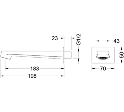 Излив для ванны Aquanet Oberon 183 мм AQ1241CR