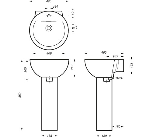 Пьедестал для раковины Artceram The Art Белый PD.FS/Art/N/WHT.G/S1
