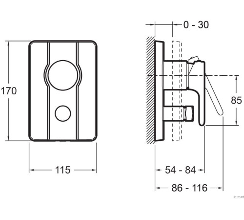 Смеситель для ванны Jacob Delafon Singulier внешняя часть E98720-CP