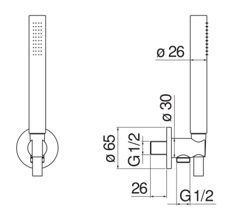 Душевой набор с шланговым подсоединением Nobili AD146/32IX нержавеющая сталь